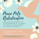 Peace Pole outside Lake Ontario Hall on September 20, 2019